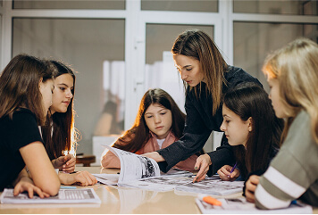 Students studying with precision and focus